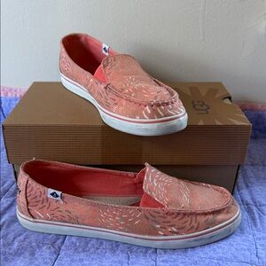 Sperry Coral Patterned Canvas Slip-On Loafers